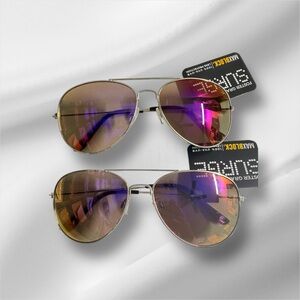Foster Grant Aviator Sunglasses with Gold and Purple Tint Pack Of 2. Trendy